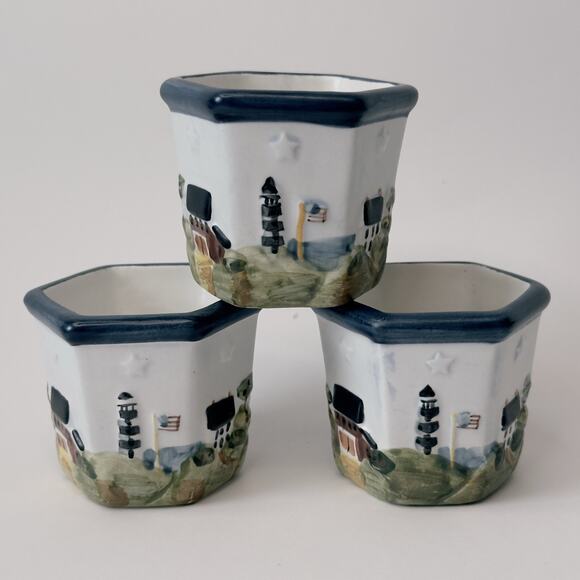 Waxcessories Votive Holder Countryside Collection set of 3, Lighthouse, Sea, VTG - Picture 5 of 11